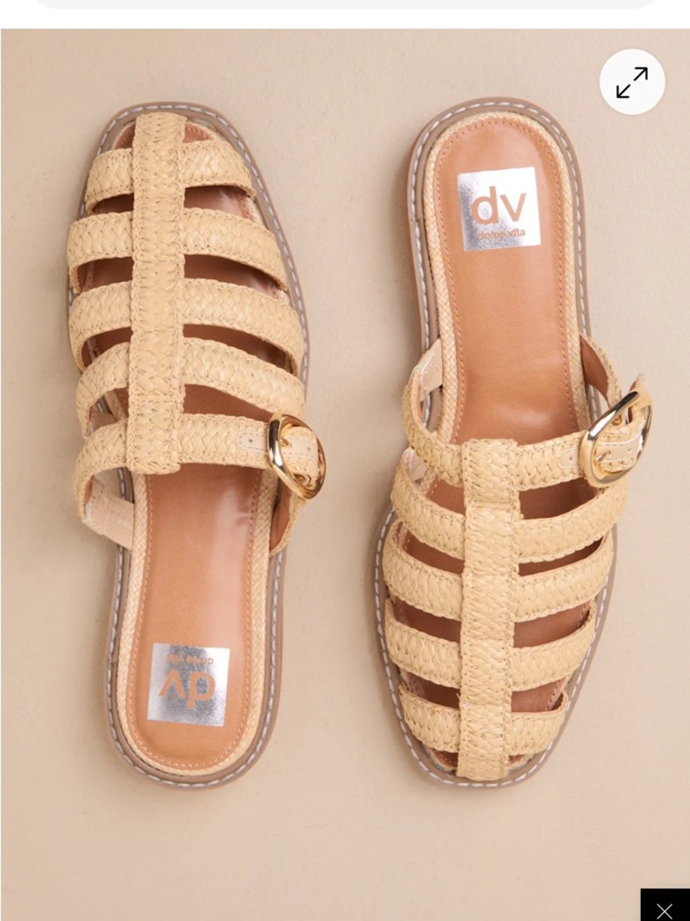 DV by Dolce Vita Braided Tan Slide Mules with Gold Buckle
